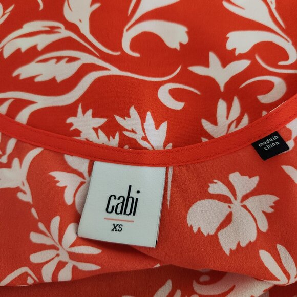 Cabi Size XS Orange White Mosaic Sleeveless Tie Shoulder Tank Top Style #5255 - Picture 4 of 5